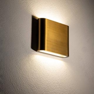 SEMI S stenska svetilka LED 2x3W toplo bela IP54 kvadratna medenina - 1