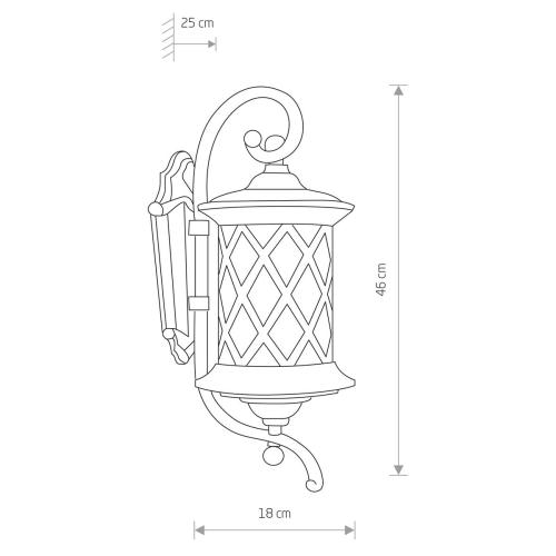 LANTERN zidna lampa E27 IP23 bronca/transparentna - 1