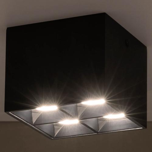 MIDI ceiling light LED 16W warm white square black - 2