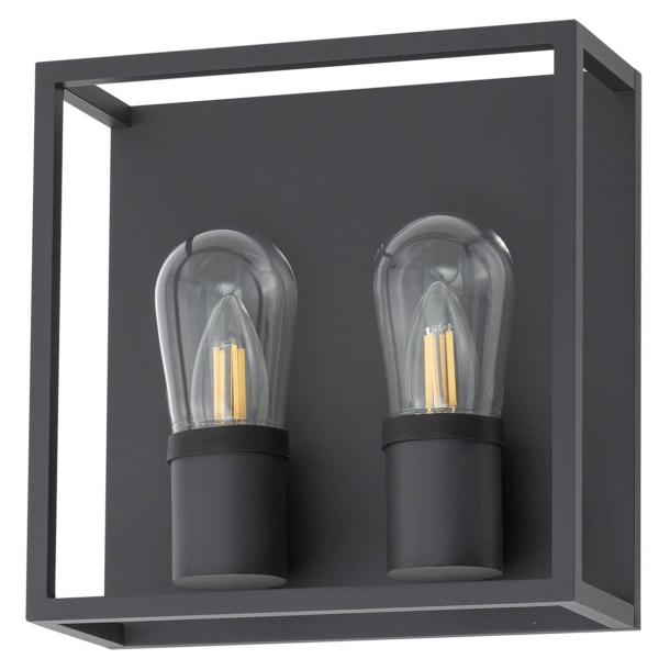 MARGOT II stenska svetilka E14 IP54 kvadratna antracit/prozorna