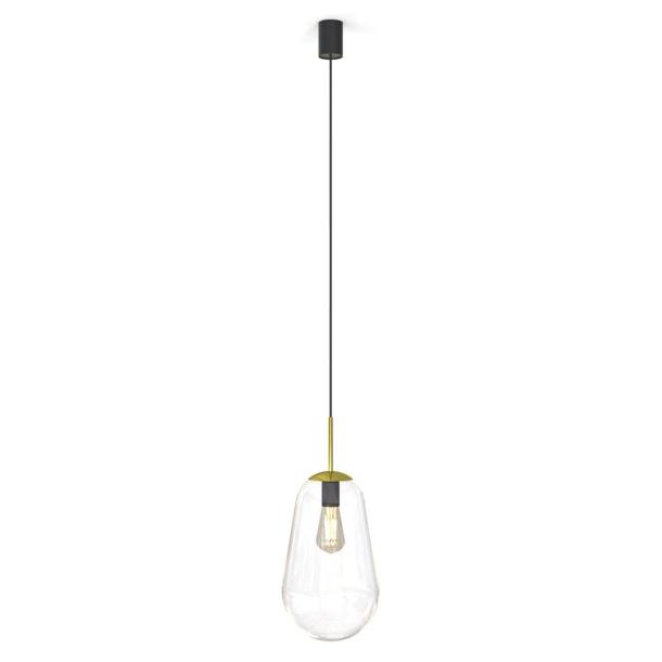 PEAR M viseča svetilka E27 prozorna/medenina