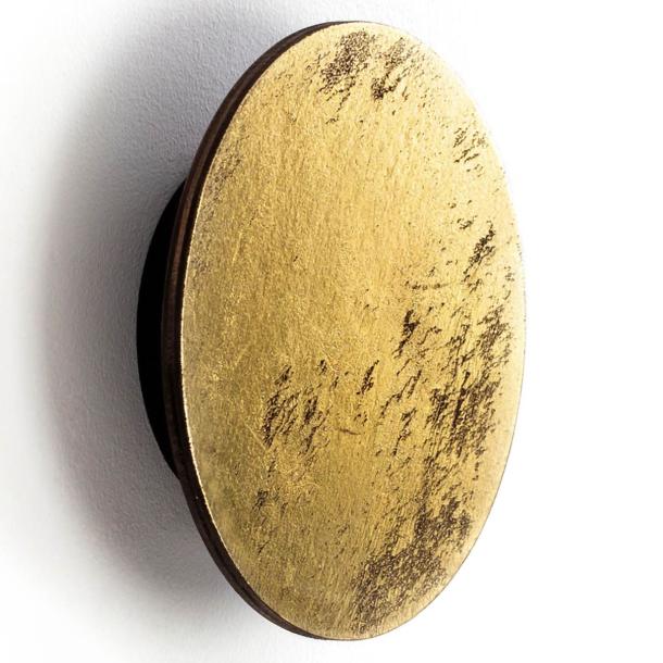 RING WOOD S stenska svetilka LED 7W toplo bela okrogla zlata/črna