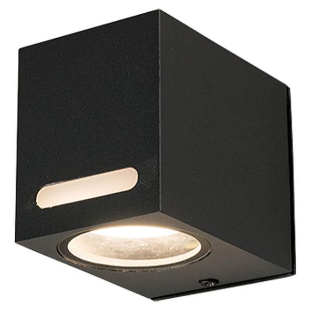 ASSOS I stenska svetilka GU10 IP54 kvadratna črna/prozorna