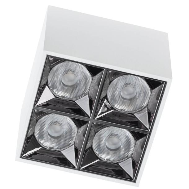 MIDI stropna svetilka LED 16W toplo bela kvadratna bela/črna